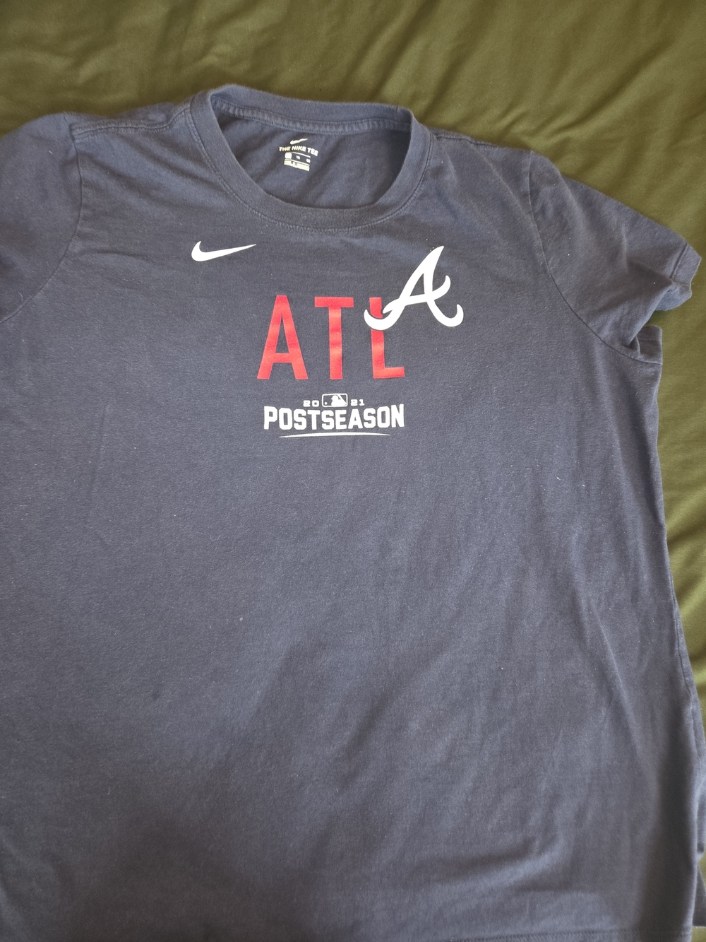 Nike Atlanta Braves 2021 Post Season Shirt Large XL Blue ATL 21 Playoffs